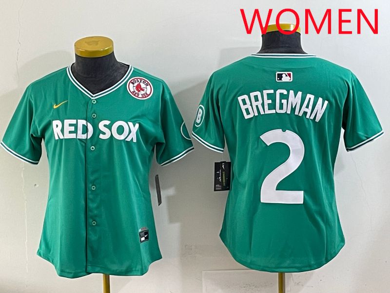 Women 2025 Boston Red Sox 2 Bregman Dark Green Joint Name Nike MLB Jersey style 9